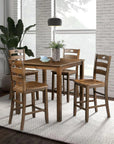 36"H Solid Rubberwood and Wood Veneer 5-Piece Counter Height Table Set