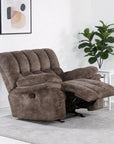 43" Leather Manual Glider Recliner with Biscuit-Padded Seat & Back