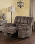 43" Leather Manual Glider Recliner with Biscuit-Padded Seat & Back