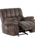 43" Leather Manual Glider Recliner with Biscuit-Padded Seat & Back