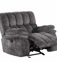 43" Leather Manual Glider Recliner with Biscuit-Padded Seat & Back
