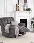 43" Leather Manual Glider Recliner with Biscuit-Padded Seat & Back