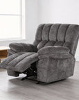 43" Leather Manual Glider Recliner with Biscuit-Padded Seat & Back