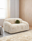 66" Darwen Modern Faux Fur Loveseat with Ball Pillow