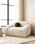 66" Darwen Modern Faux Fur Loveseat with Ball Pillow