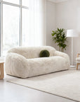 84" Darwen Modern Faux Fur Sofa with Ball Pillow