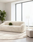84" Darwen Modern Faux Fur Sofa with Ball Pillow