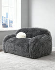 66" Darwen Modern Faux Fur Loveseat with Ball Pillow