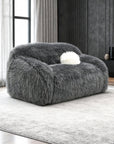 66" Darwen Modern Faux Fur Loveseat with Ball Pillow
