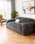 84" Darwen Modern Faux Fur Sofa with Ball Pillow