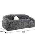 84" Darwen Modern Faux Fur Sofa with Ball Pillow