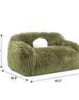 66" Darwen Modern Faux Fur Loveseat with Ball Pillow