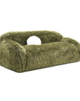 84" Darwen Modern Faux Fur Sofa with Ball Pillow