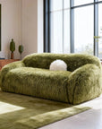 84" Darwen Modern Faux Fur Sofa with Ball Pillow