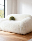 66" Darwen Modern Faux Fur Loveseat with Ball Pillow
