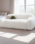 84" Darwen Modern Faux Fur Sofa with Ball Pillow