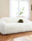 84" Darwen Modern Faux Fur Sofa with Ball Pillow