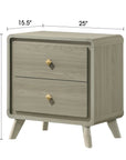 Rainier 25" Gray Wood Nightstand with 2 Drawers