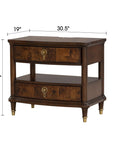 30.5" French Country Nightstand with Built-In Power Outlet and LED Light