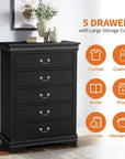Transitional 5-Drawer Dresser Chest with Classic Bracket Feet