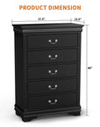 Transitional 5-Drawer Dresser Chest with Classic Bracket Feet