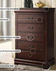 Transitional 5-Drawer Dresser Chest with Classic Bracket Feet