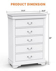Transitional 5-Drawer Dresser Chest with Classic Bracket Feet