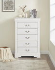 Transitional 5-Drawer Dresser Chest with Classic Bracket Feet