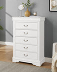 Transitional 5-Drawer Dresser Chest with Classic Bracket Feet