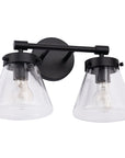 Gleam Modern Farmhouse 2-Light Black Vanity Light
