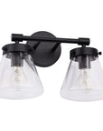 Gleam Modern Farmhouse 2-Light Black Vanity Light - IPLUS Lighting