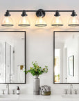Hermosa Modern Polished Nickel and Black 5-Light Vanity Light - IPLUS Lighting
