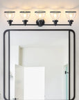 Hermosa Modern Polished Nickel and Black 5-Light Vanity Light - IPLUS Lighting
