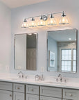 Hermosa Modern Polished Nickel and Black 5-Light Vanity Light - IPLUS Lighting
