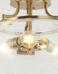 Clear Glass Shade 13 Inch Brass Gold 3-Light Semi Flush Mount Light - IPLUS Lighting