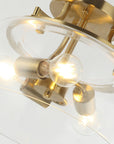 Clear Glass Shade 13 Inch Brass Gold 3-Light Semi Flush Mount Light