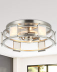 Industrial Satin Nickel 15 Inch 3-Light Flush Mount Light