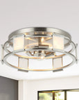 Industrial Satin Nickel 15 Inch 3-Light Flush Mount Light - IPLUS Lighting
