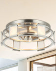 Industrial Satin Nickel 15 Inch 3-Light Flush Mount Light - IPLUS Lighting