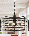 Modern Crystal 4-Light Golden Black Pendant Light