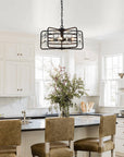 Modern Crystal 4-Light Golden Black Pendant Light