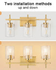 Clear Glass Jasper Modern 3-Light Bathroom Vanity Light