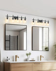 Brushed Nickel and Black Jasper Modern Clear Glass 5-Light Linear Vanity Light - IPLUS Lighting