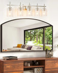 Brushed Nickel and Black Jasper Modern Clear Glass 5-Light Linear Vanity Light - IPLUS Lighting