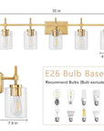 Clear Glass Jasper Modern 5-Light Bathroom Vanity Light