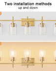 Clear Glass Jasper Modern 5-Light Bathroom Vanity Light