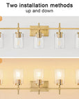 Clear Glass Jasper Modern 5-Light Bathroom Vanity Light - IPLUS Lighting