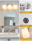 Frosted Glass Jasper Gold Modern 3-Light Bathroom Vanity Light - IPLUS Lighting