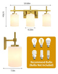 Frosted Glass Jasper Gold Modern 3-Light Bathroom Vanity Light