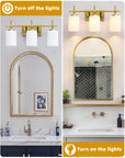 Frosted Glass Jasper Gold Modern 3-Light Bathroom Vanity Light